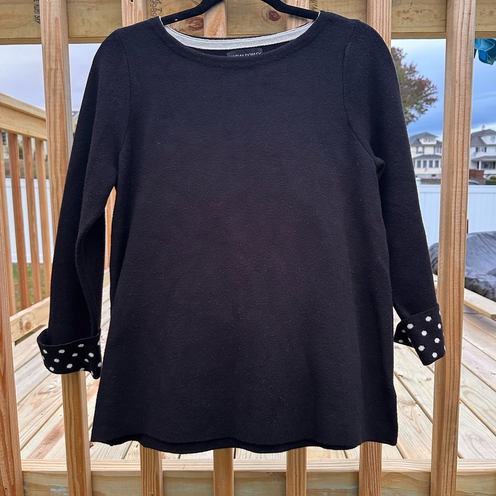 Cynthia Rowley Black Sweater with Polka Dot Cuffs
